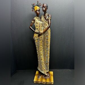 African Couple statue - 18" tall - home decor - man & woman / resin